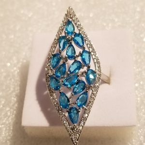 🌺Bogo New*Vintage Swiss Blue Topaz Silver Ring